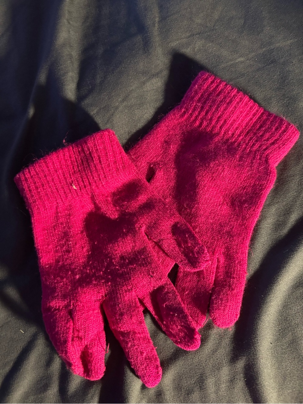 Pink Knit Winter Gloves One Size Unisex